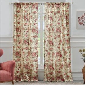 Greenland Home Antique Rose Curtain Panel Pair, 42 x 84 inches, Multi Color